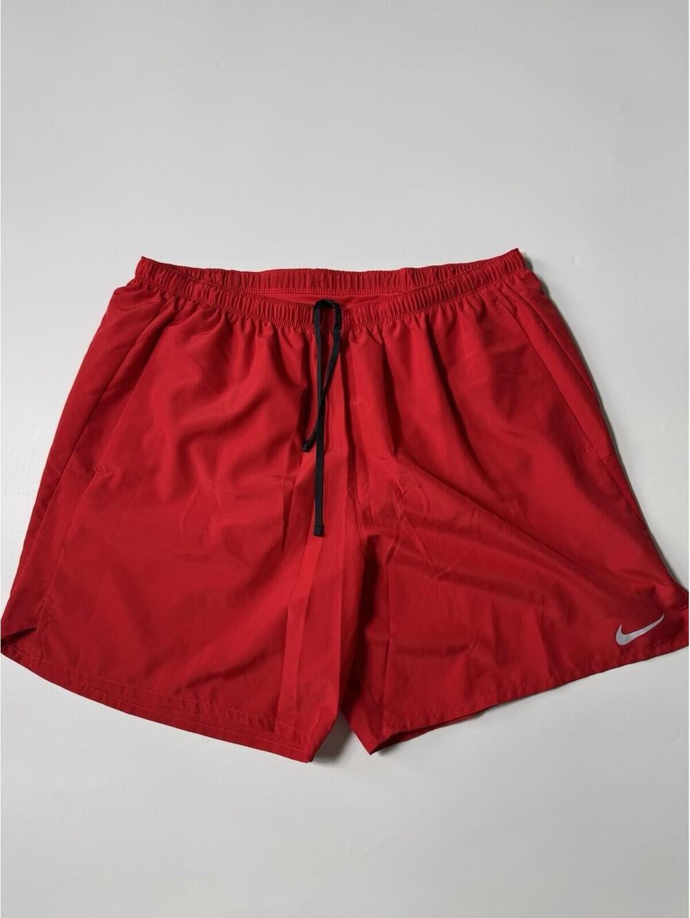 Nike Dri-FIT Running Shorts Mens XL Red Brief Lined Athletic Gym 7” Drawstring